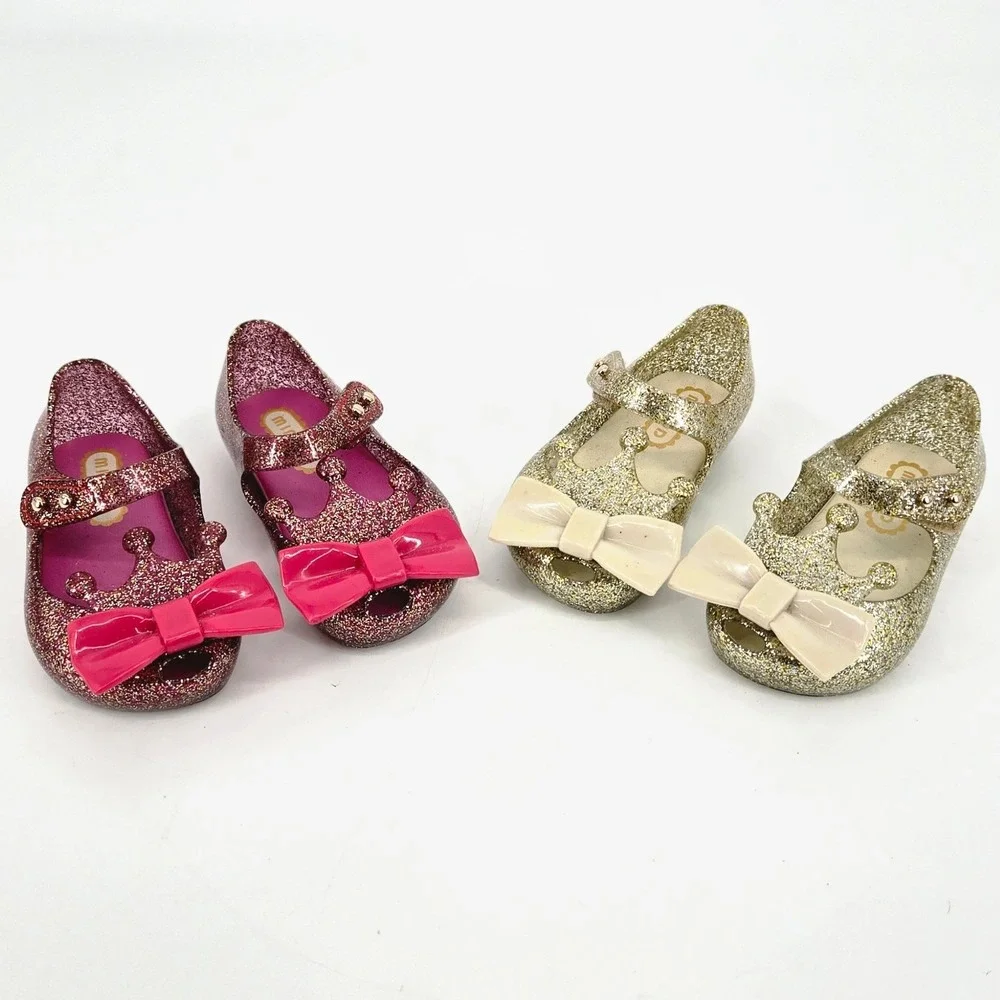 Mini DD Kids Sparkly Crown Jelly Flats Mary Jane Dress Shoes Lot Of 2 Size 5